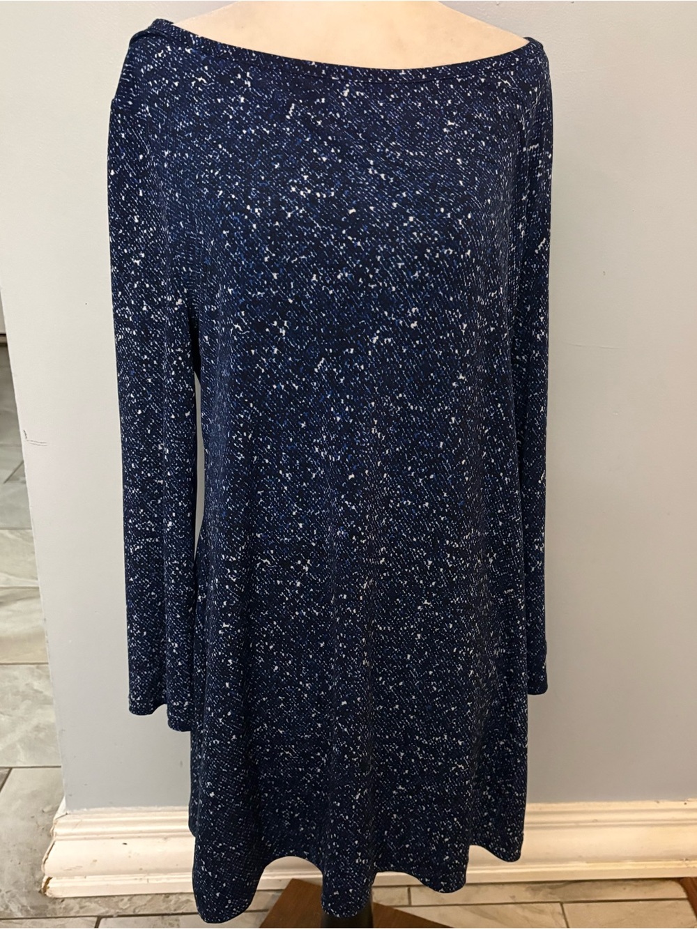Michael Kors Navy Speckled Long-Sleeve Tunic